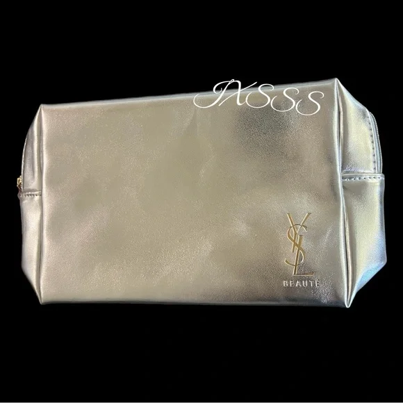 Silver-Gold YSL (Yves Saint Laurent) Beauty Cosmetic-Makeup Bag - Picture 3 of 13